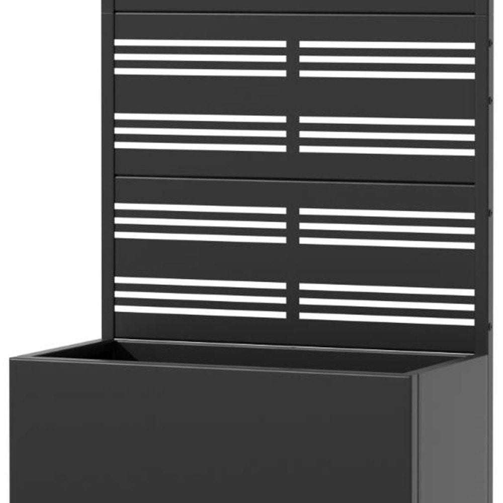 59" Black Geometric Steel Four Panel Outdoor Privacy Screen HomeRoots
