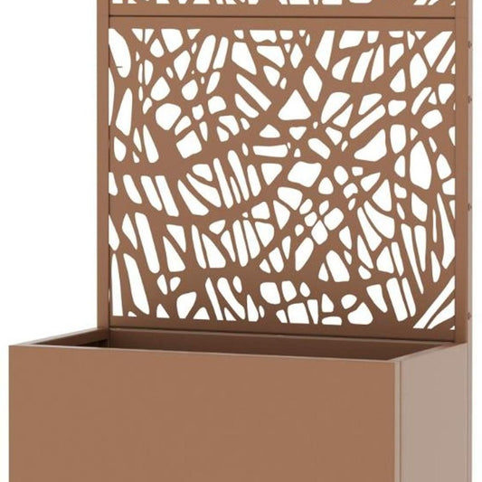 59" Brown Geometric Steel Two Panel Outdoor Privacy Screen