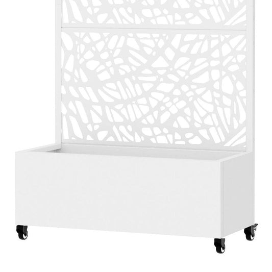 72" White Geometric Steel Three Panel Outdoor Privacy Screen