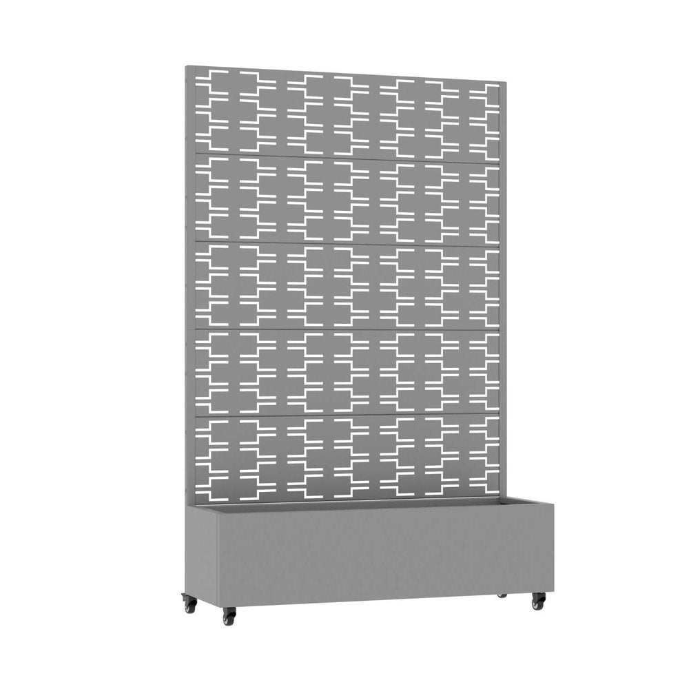 72" Gray Geometric Steel Five Panel Outdoor Privacy Screen HomeRoots