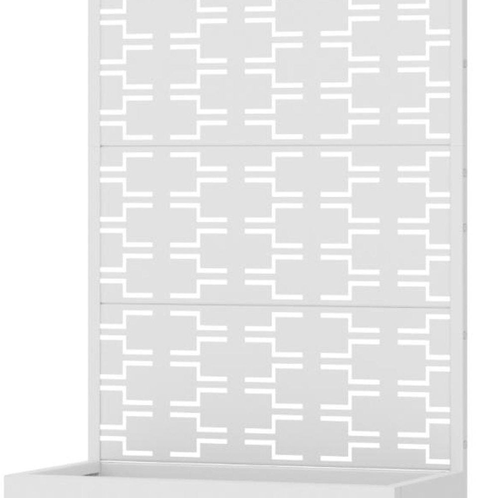 59" White Geometric Steel Four Panel Outdoor Privacy Screen HomeRoots