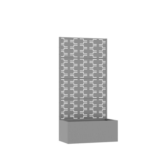 59" Gray Geometric Steel Four Panel Outdoor Privacy Screen