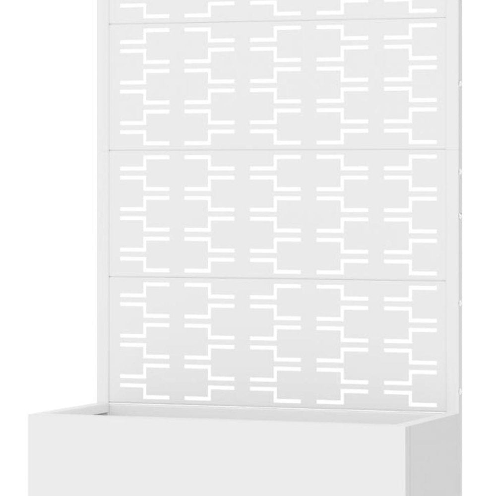 72" White Geometric Steel Five Panel Outdoor Privacy Screen HomeRoots