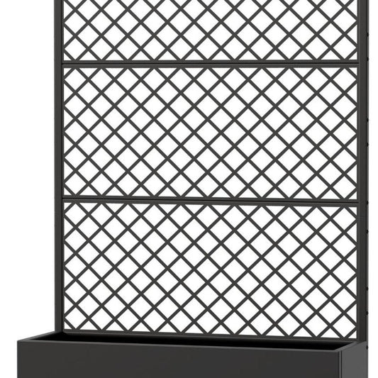 72" Black Geometric Steel Three Panel Outdoor Privacy Screen
