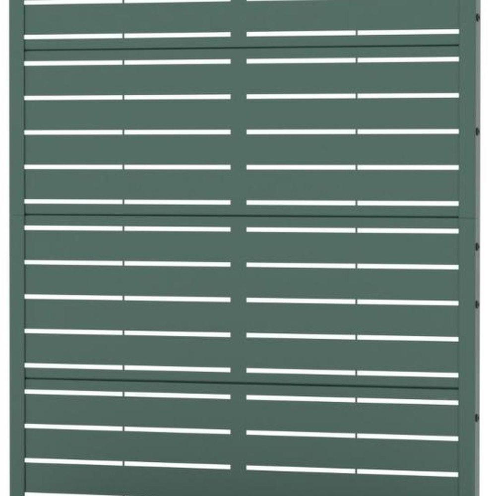 72" Green Striped Steel Five Panel Outdoor Privacy Screen HomeRoots