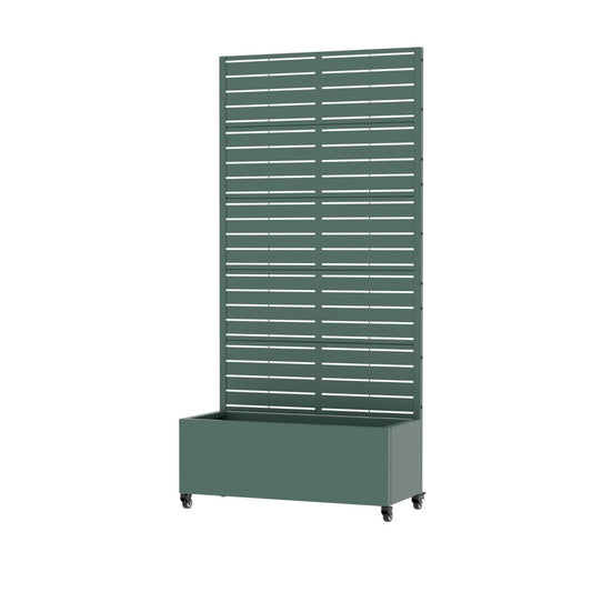 72" Green Striped Steel Five Panel Outdoor Privacy Screen
