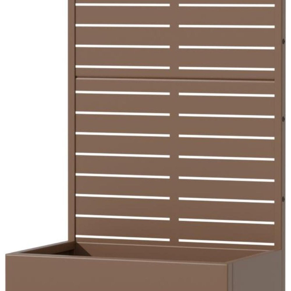 47" Brown Striped Steel Two Panel Outdoor Privacy Screen HomeRoots