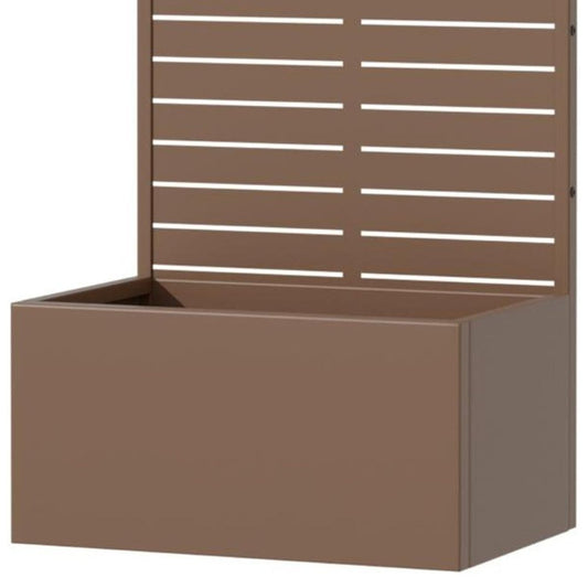 47" Brown Striped Steel Two Panel Outdoor Privacy Screen