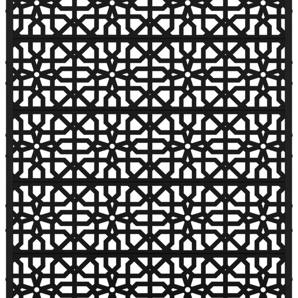 72" Black Geometric Steel Five Panel Outdoor Privacy Screen HomeRoots