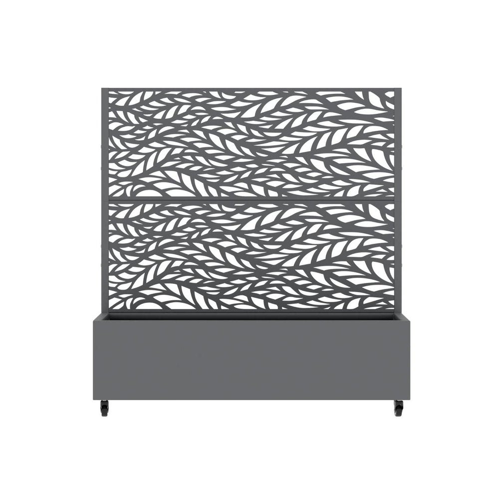 47" Gray Botanical Leaves Steel Two Panel Outdoor Privacy Screen HomeRoots