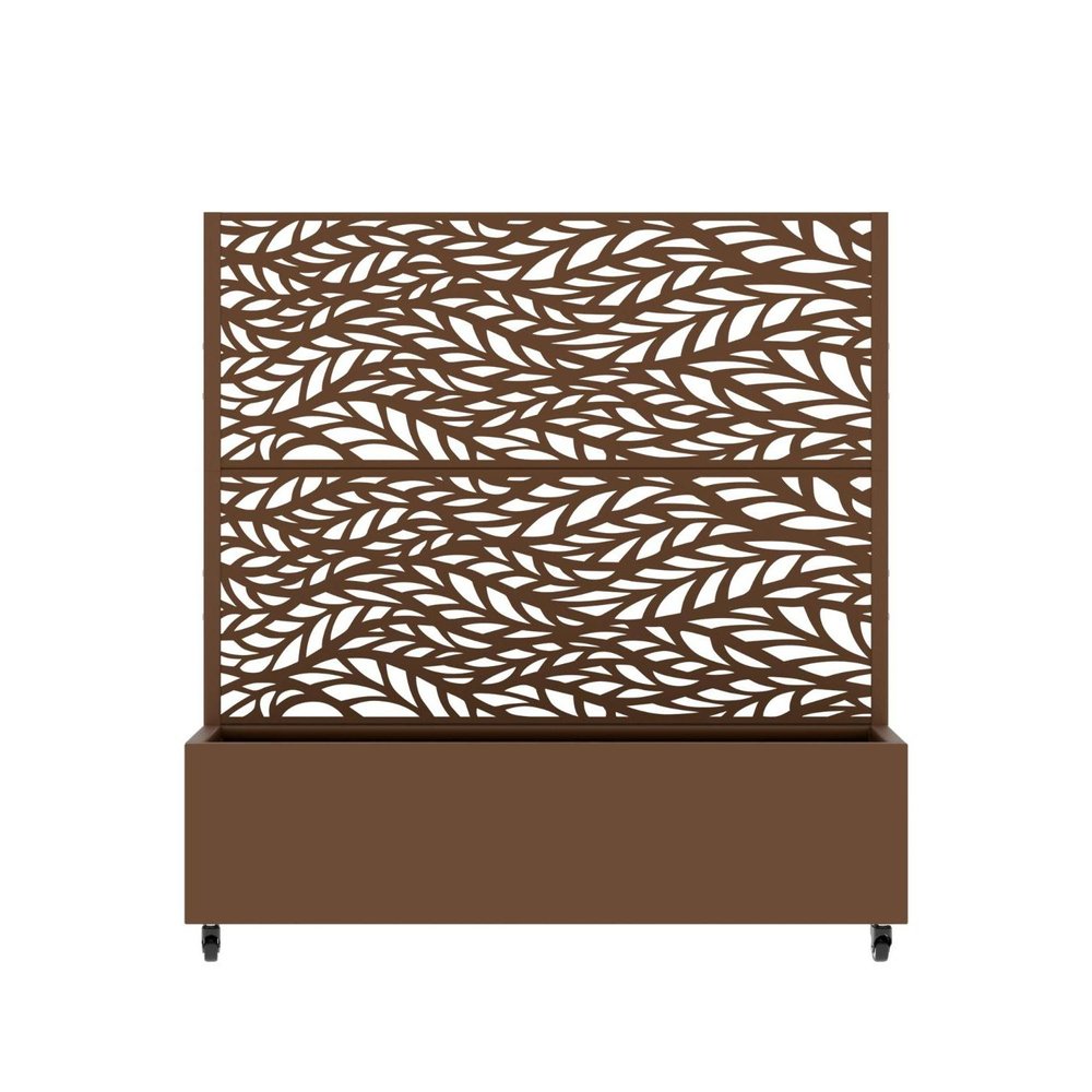 47" Brown Botanical Leaves Steel Two Panel Outdoor Privacy Screen HomeRoots