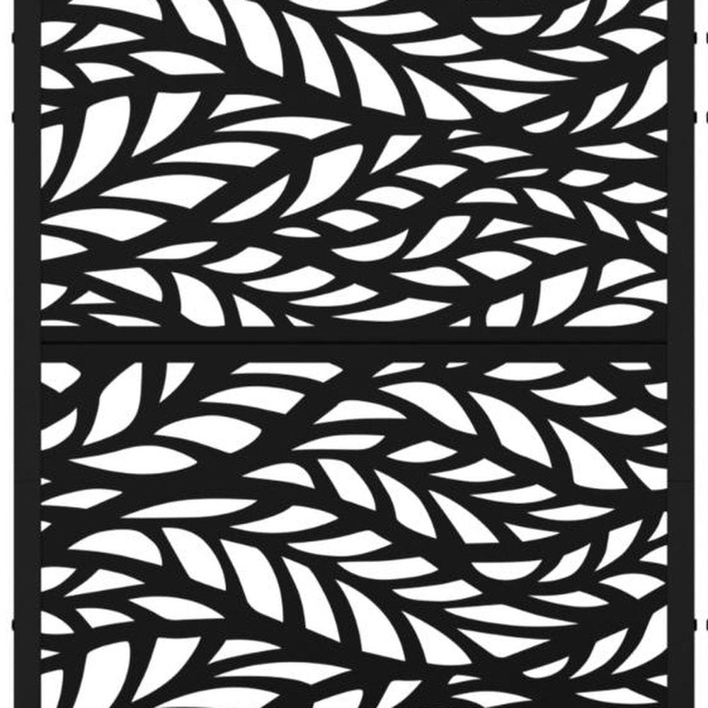Set Of Two Black Botanical Leaves Steel Four Panel Outdoor Privacy Screen HomeRoots