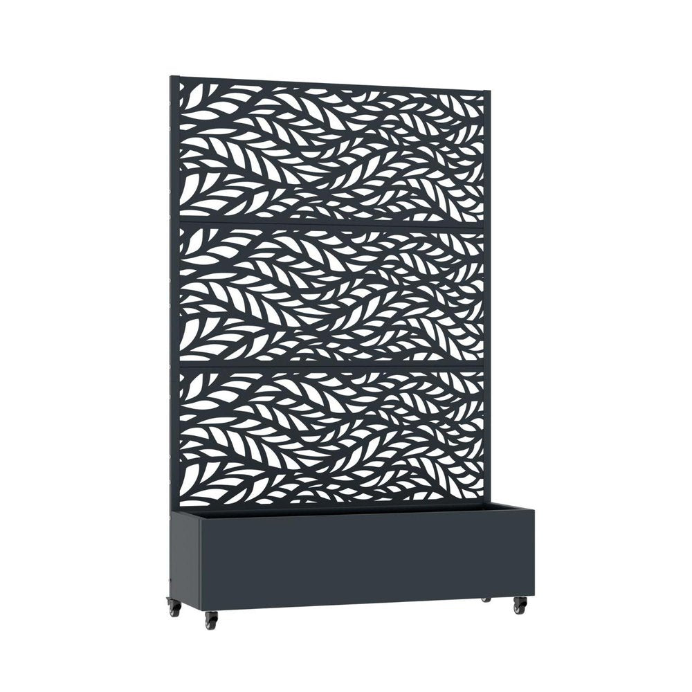 72" Gray Botanical Leaves Steel Three Panel Outdoor Privacy Screen HomeRoots