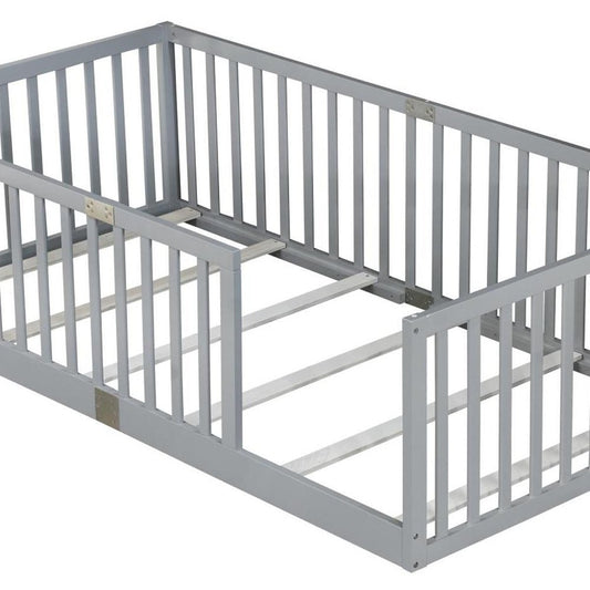 Gray Solid Wood Twin Bed Frame