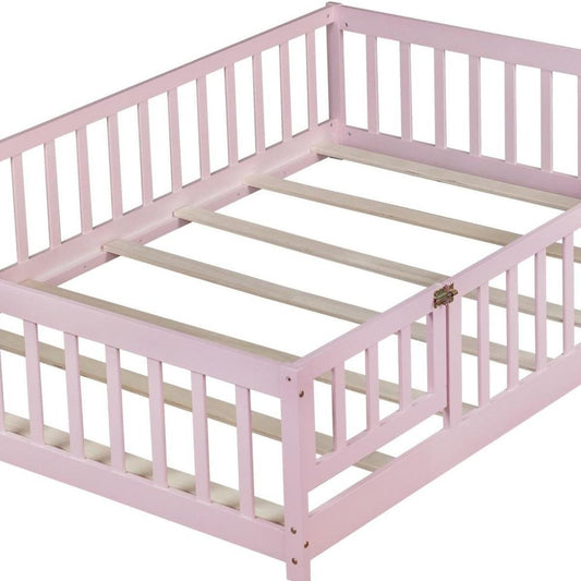 Pink Solid Wood Full Bed Frame