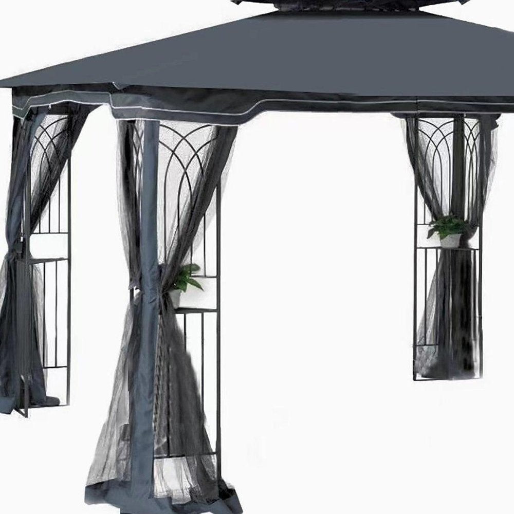 117" X 117" Gray Steel Square Gazebo HomeRoots