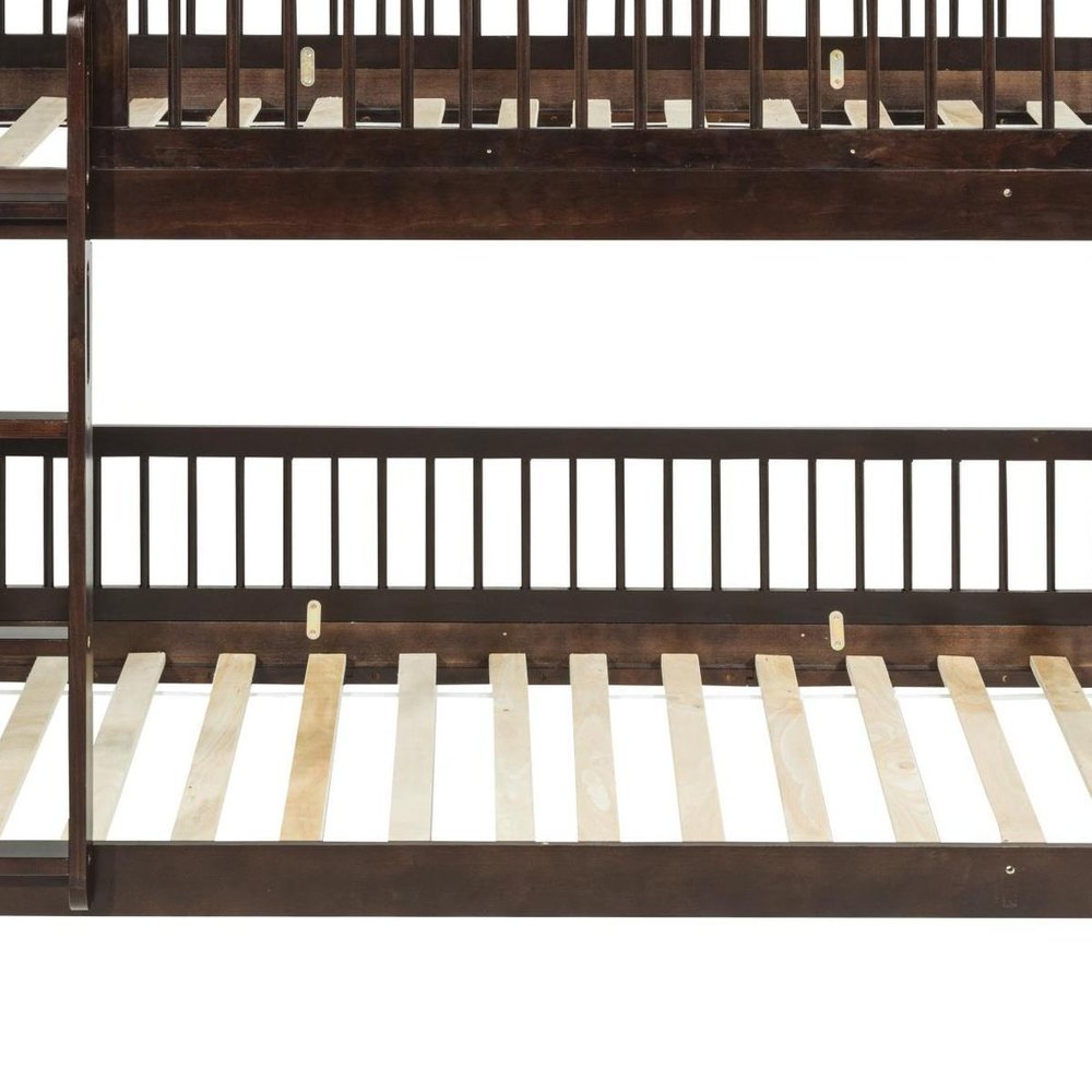 White Twin Over Twin Solid Wood Bunk Bed HomeRoots