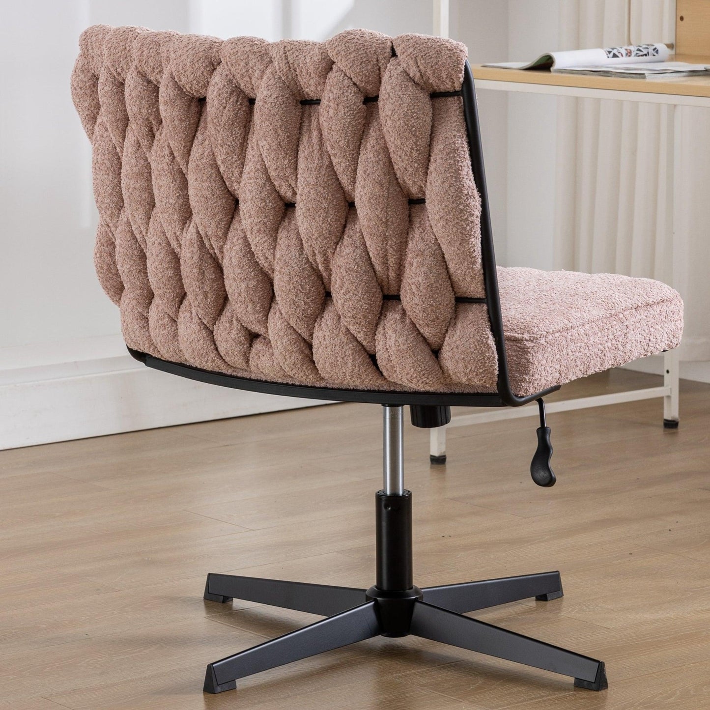 Armless Office Desk Chair No Wheels PINK - FurniFindUSA