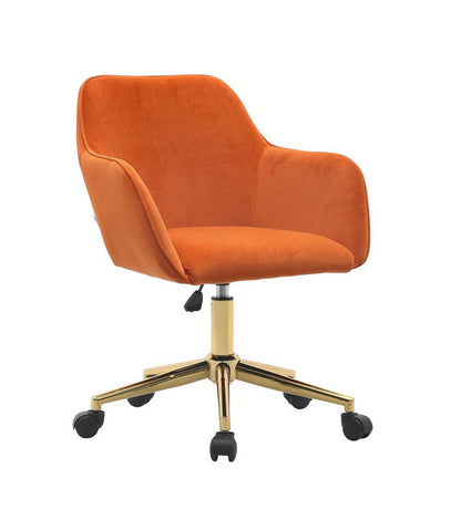 Modern Velvet Fabric Material Adjustable Height 360 revolving Home Office Chair Orange - FurniFindUSA