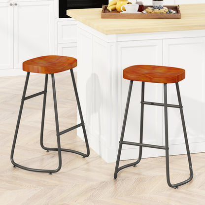 29.52" Stylish and Minimalist Bar Stools Set of 2 Counter Height Bar Stools for Kitchen Island Brown - FurniFindUSA