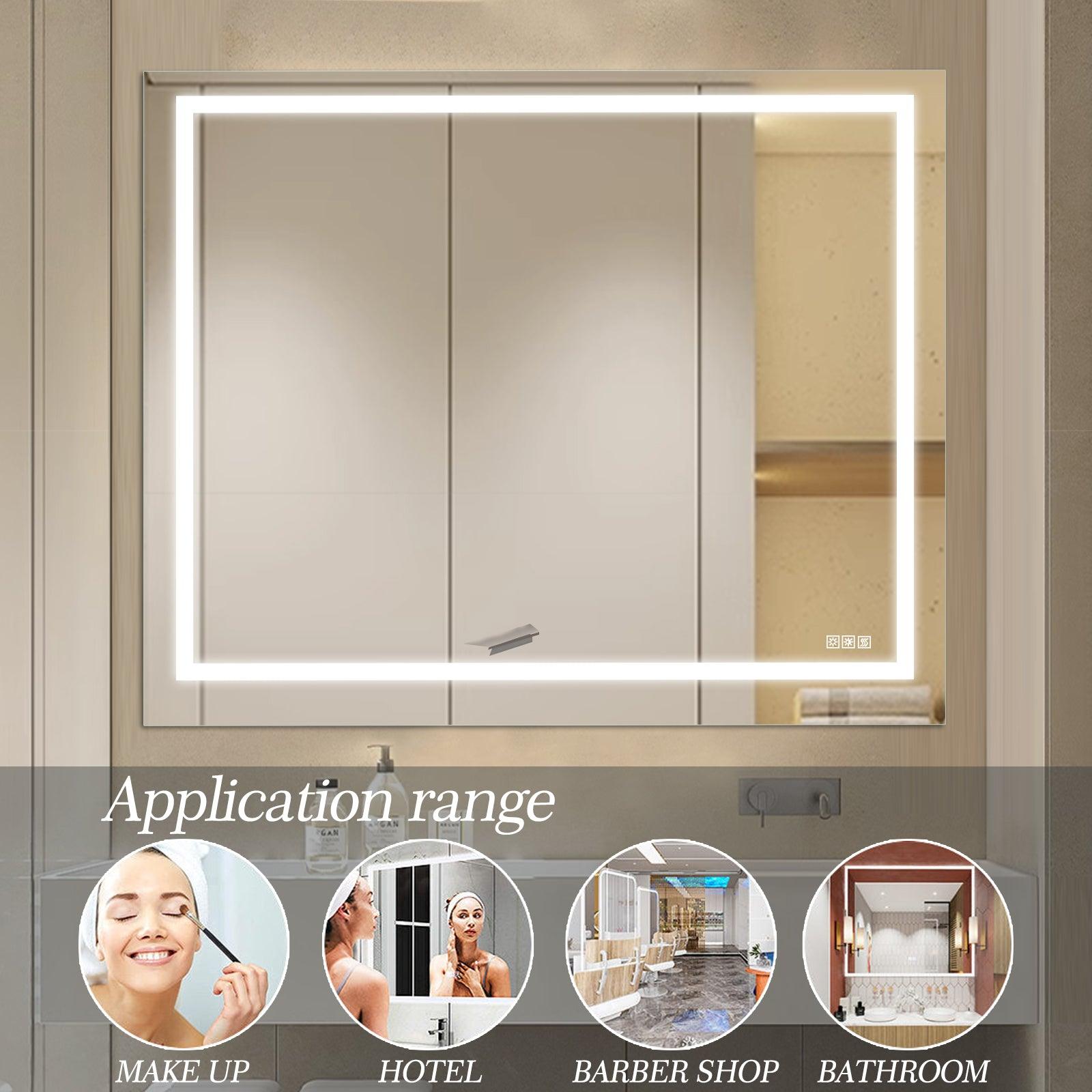 LED Bathroom Mirror 48x 36 Inch with lights, anti-Fog & Dimming Led Bathroom Vanity Mirror - FurniFindUSA