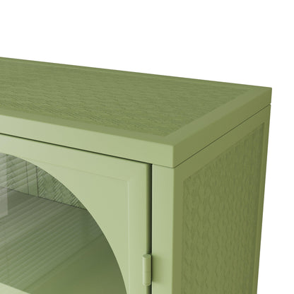 27.56"Glass Doors Modern Two-door Wall Cabinet with Featuring Three-tier Green - FurniFindUSA