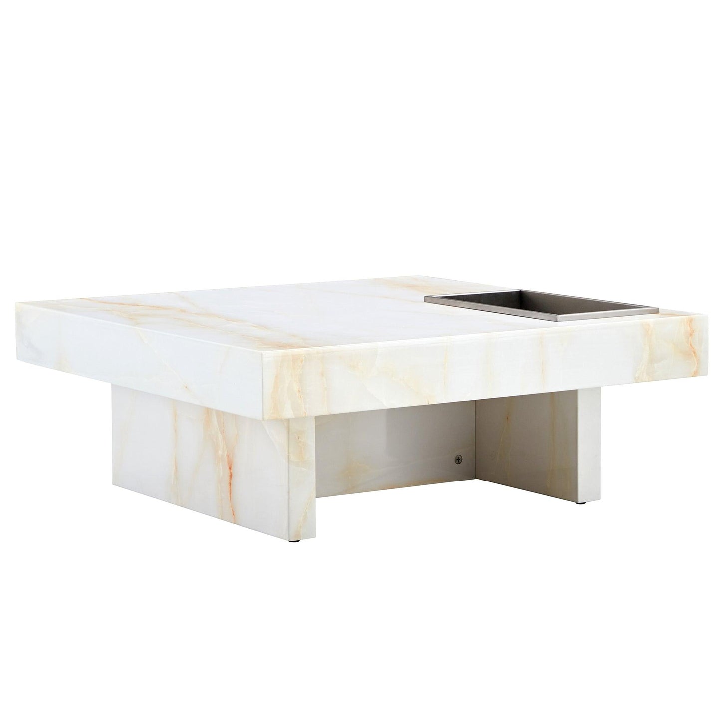 A modern and practical coffee table with imitation marble patterns made of MDF material - FurniFindUSA