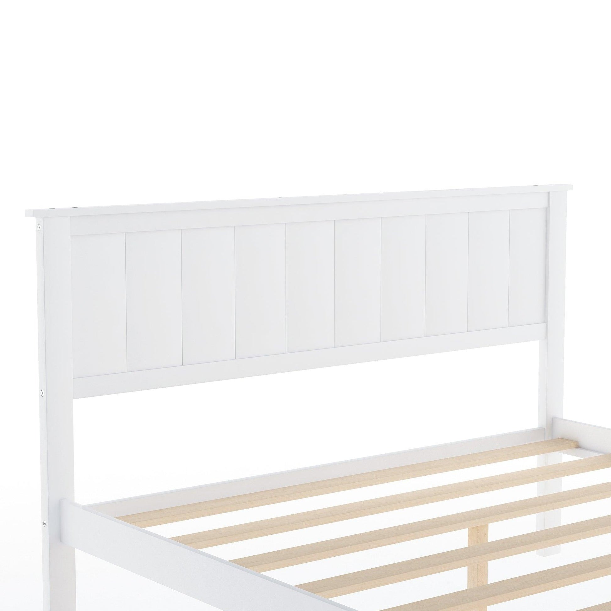 Full Size Platform Bed with Under-bed Drawers White - FurniFindUSA