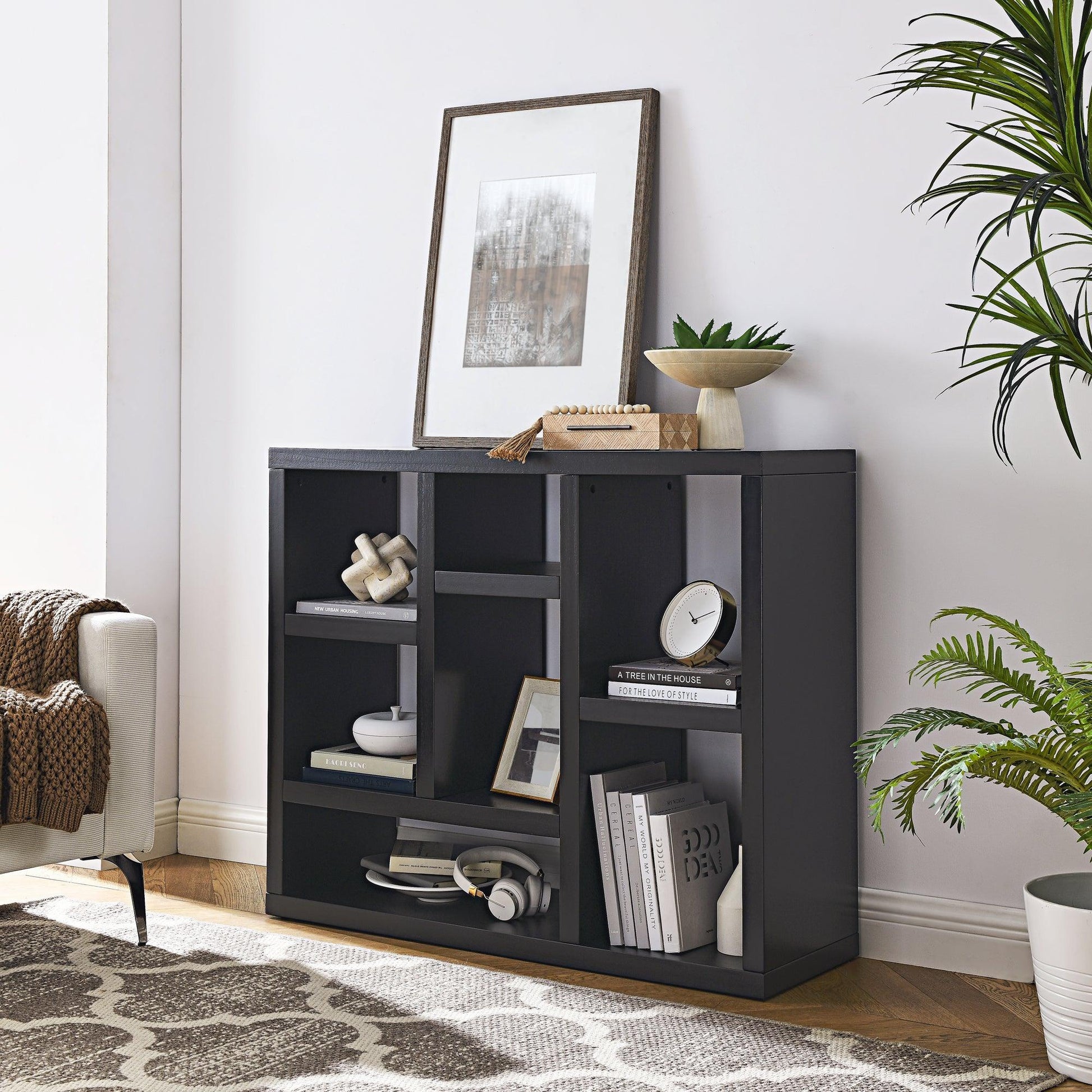 Open Wooden Open Shelf Bookcase Freestanding Display Storage Cabinet with 7 Cube Storage Spaces - FurniFindUSA