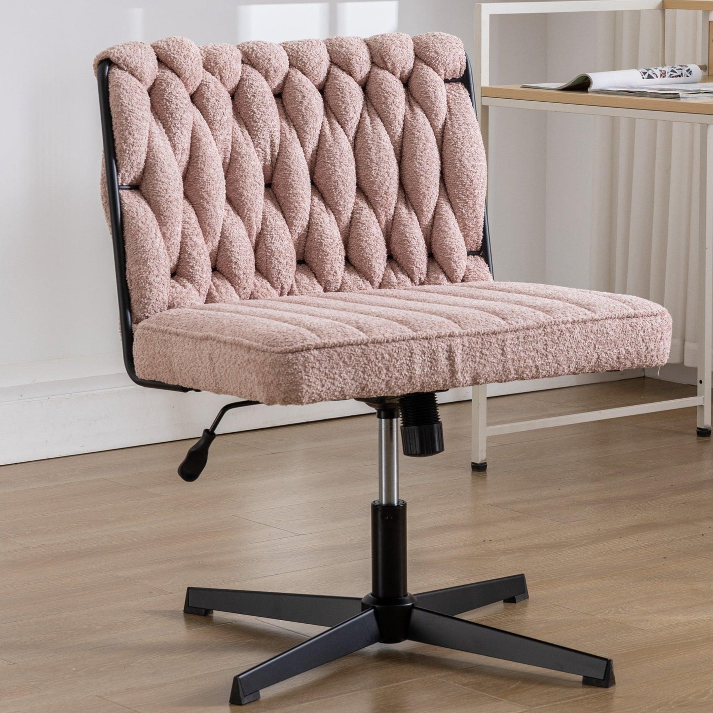 Armless Office Desk Chair No Wheels PINK - FurniFindUSA