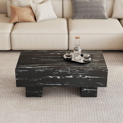 The black coffee table has patterns Modern rectangular table suitable for living rooms and apartments 43.3"*21.6"*17.2" - FurniFindUSA