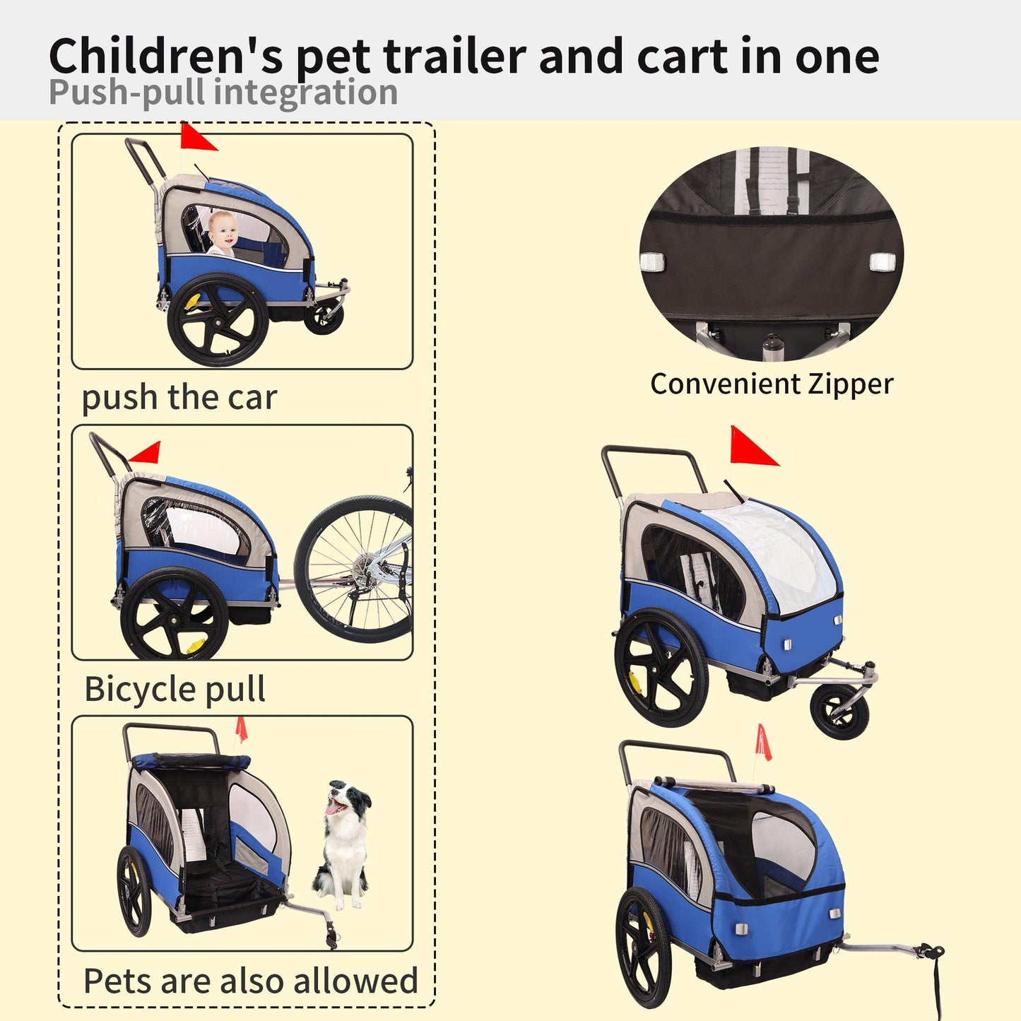 2-in-1 Double 2 Seat Bicycle Bike Trailer Jogger Stroller for Kids Children - FurniFindUSA