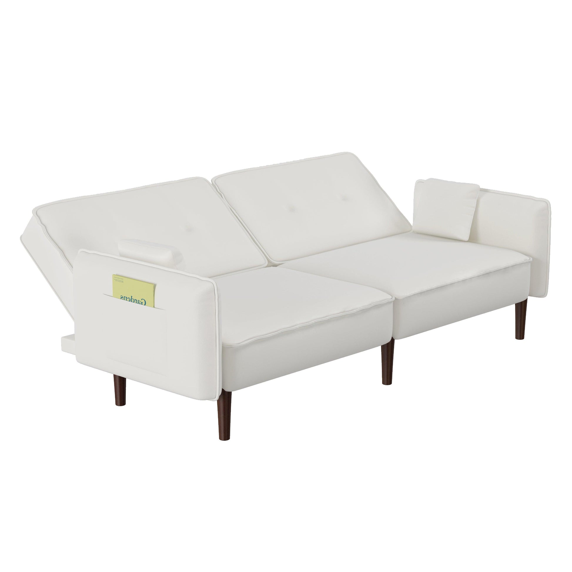 Sofa bed in White Cotton Linen Fabric - FurniFindUSA