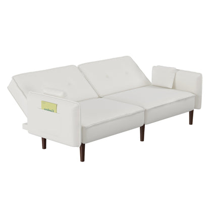 Sofa bed in White Cotton Linen Fabric - FurniFindUSA