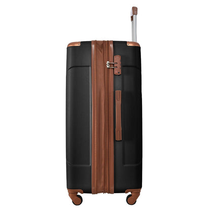 Hardshell Luggage Spinner Suitcase with TSA Lock Lightweight Expandable 24'' (Single Luggage) Black Brown + ABS + 24 Inch - FurniFindUSA