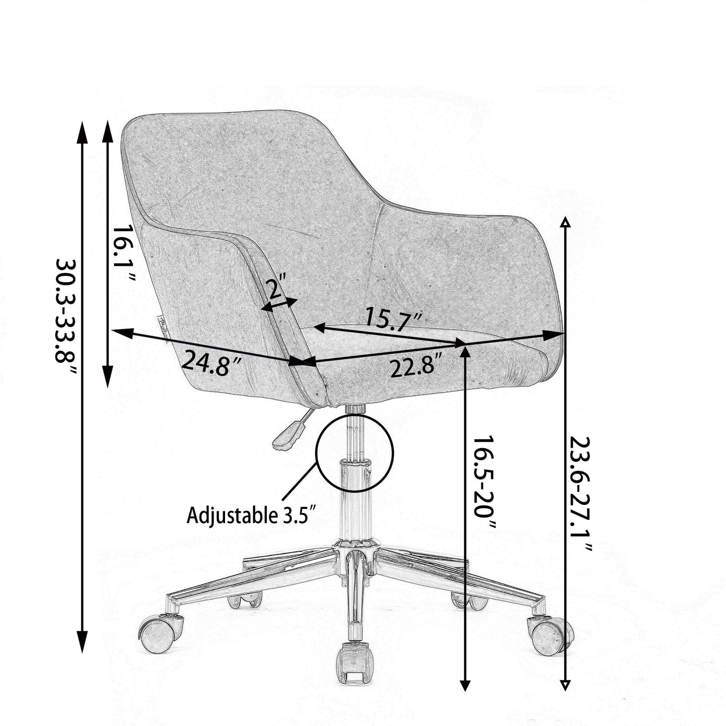 Modern Teddy Fabric Material Adjustable Height 360 Revolving Home Office Chair Yellow - FurniFindUSA