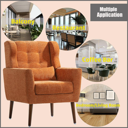 Modern Accent Chair Upholstered Foam Filled Living Room Chairs Comfy Reading Chair Mid Century Modern Chair (Orange) - FurniFindUSA