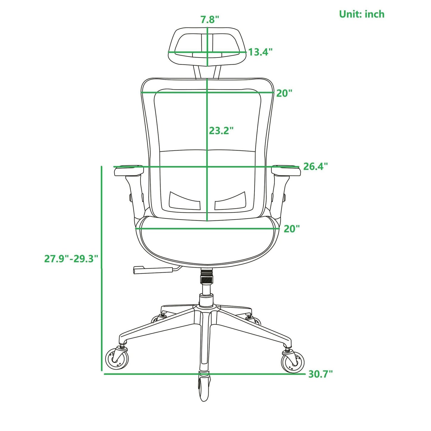 WHITE Ergonomic Mesh Office Chair High Back - Adjustable Headrest with Flip-Up Arms - FurniFindUSA