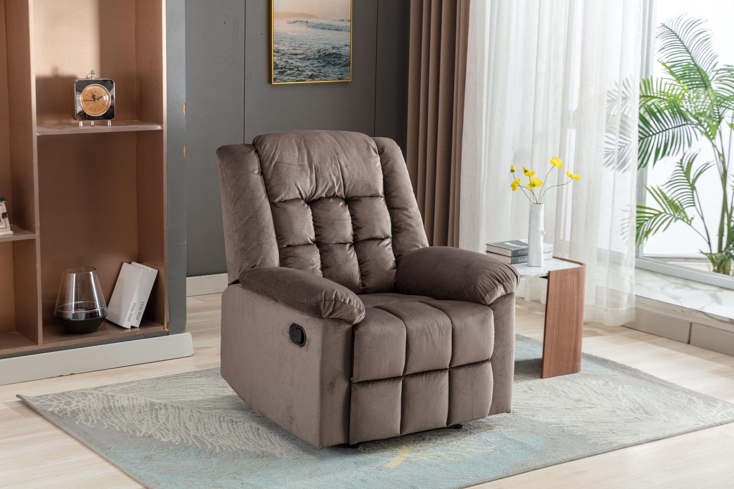 Classic Manual Recliner with Soft Padded Headrest and Armrest, Wonderful Chair&Sofa for Living Room and Bed Room - FurniFindUSA