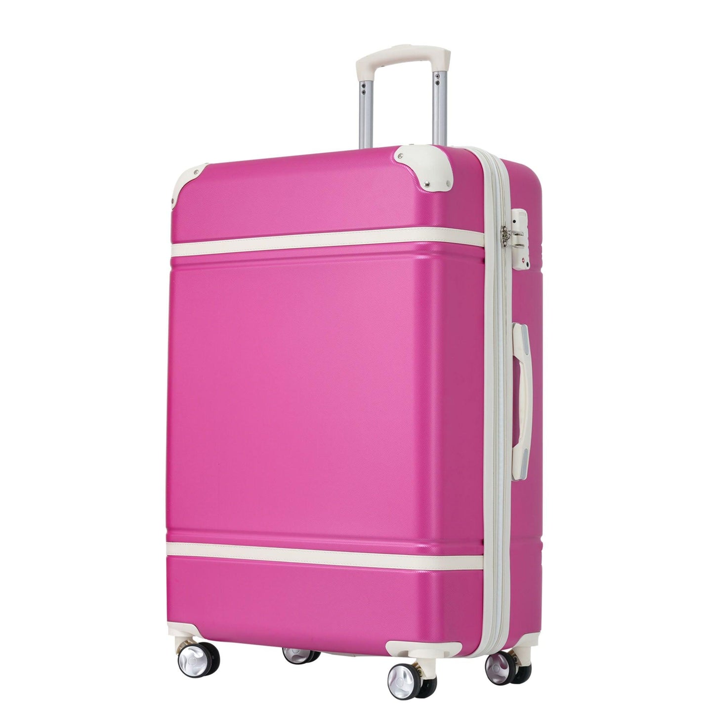 24 IN Luggage 1 Piece with TSA lock , Expandable Lightweight Suitcase Spinner Wheels, Vintage Luggage,Pink - FurniFindUSA