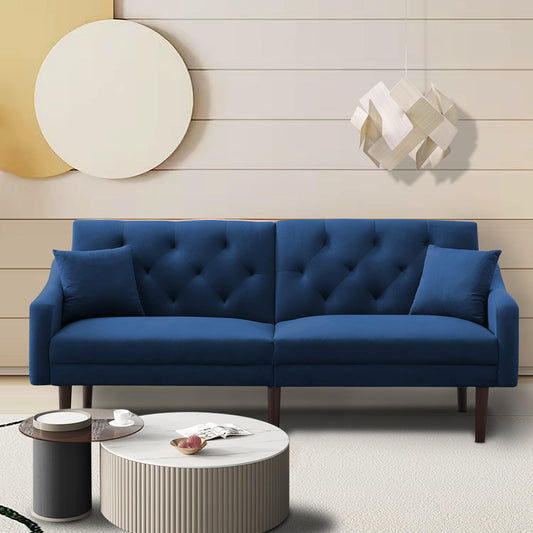 FUTON SOFA SLEEPER VELVET WITH 2 PILLOWS