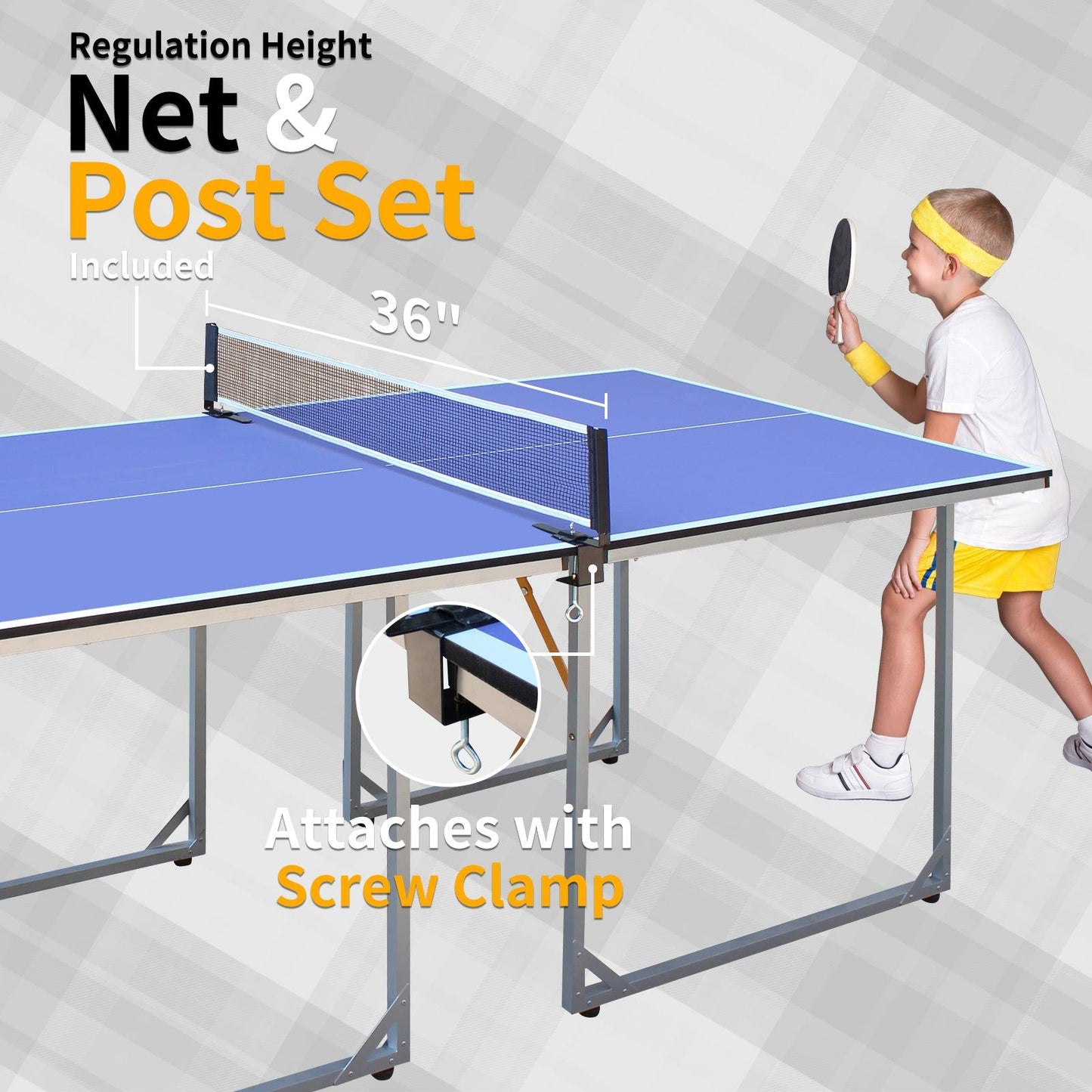 6ft Mid-Size Table Tennis Table Foldable & Portable Ping Pong Table Set for Indoor & Outdoor Games with Net - FurniFindUSA