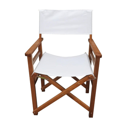 Folding Chair Wooden Director Chair Canvas Folding Chair Folding Chair 2pcs/set populus + Canvas (Color : White) - FurniFindUSA