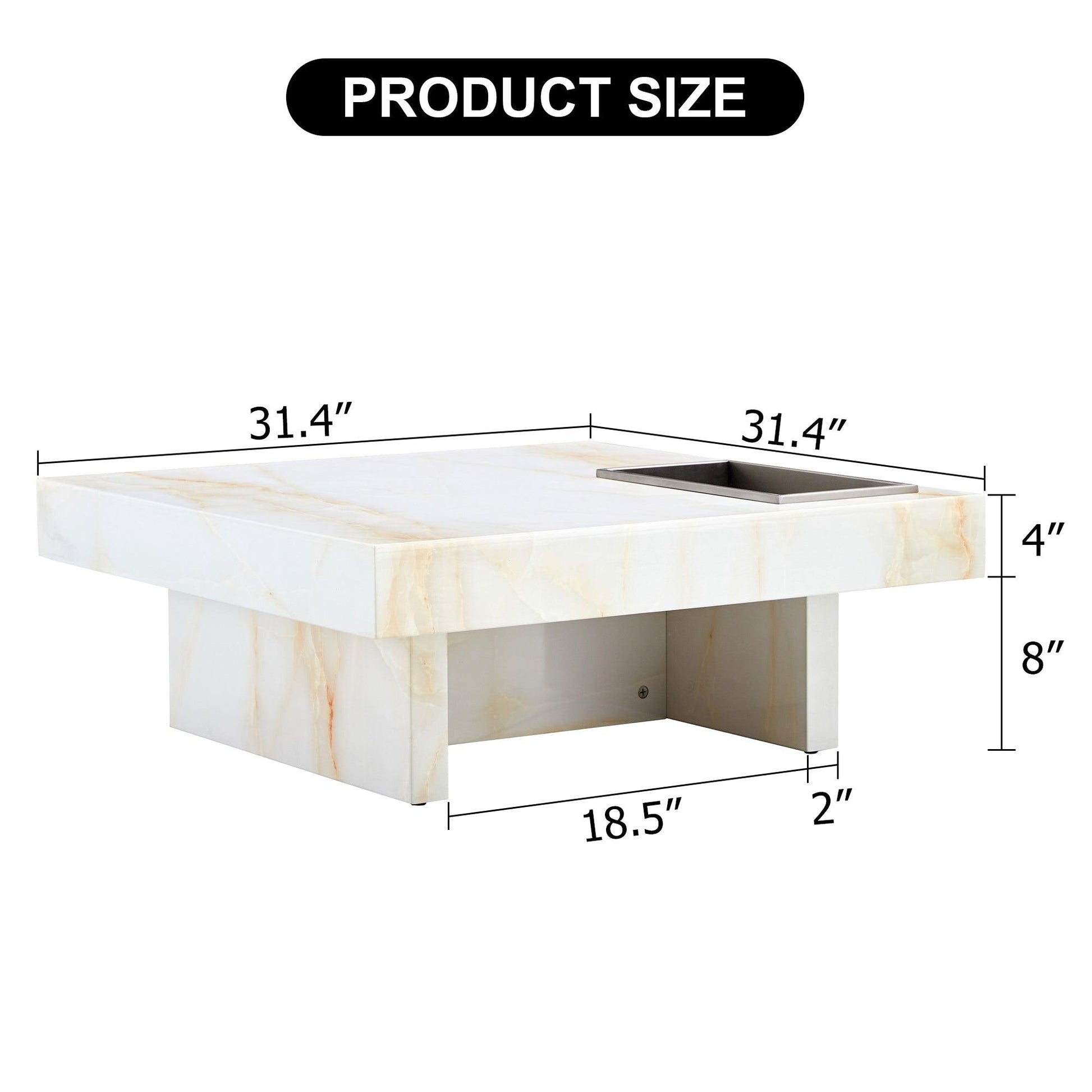 A modern and practical coffee table with imitation marble patterns made of MDF material - FurniFindUSA