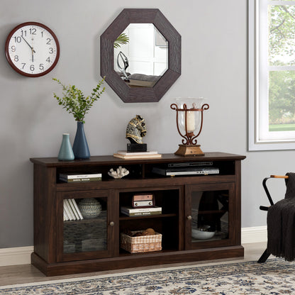 Contemporary TV Media Stand Modern Entertainment Console Brown - FurniFindUSA