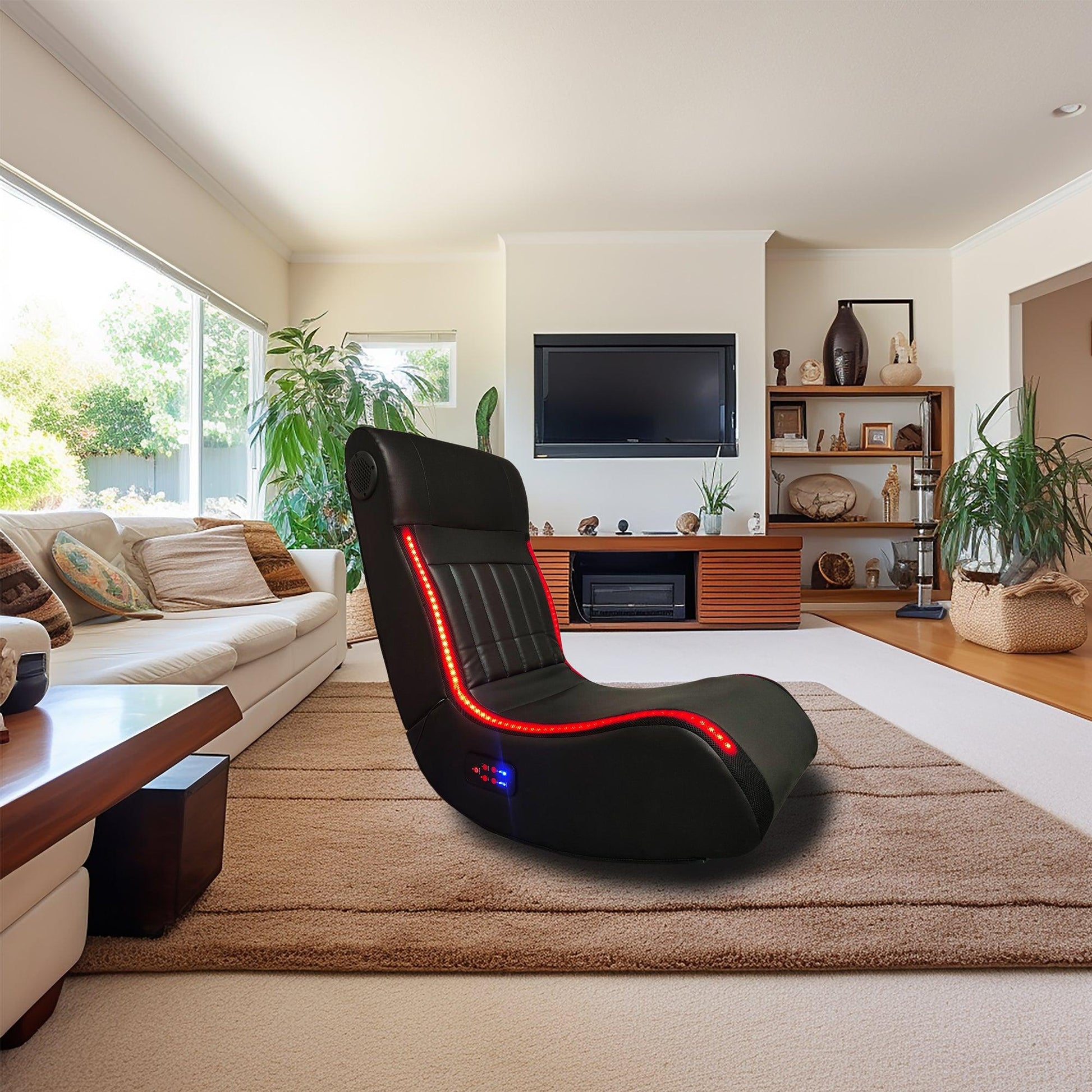 Foldable Gaming Chair With Onboard Speakers LED Strip Lighting - FurniFindUSA