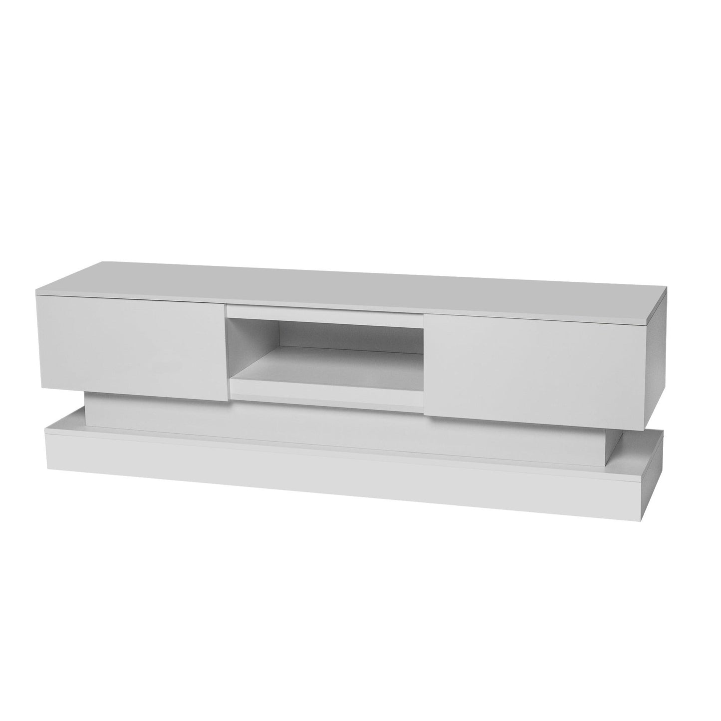 51.18inch WHITE morden TV Stand with LED Lights high glossy front TV Cabinet color:WHITE - FurniFindUSA