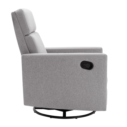 Modern Upholstered Rocker Nursery Chair Plush Seating Glider Swivel Recliner Chair Gray - FurniFindUSA