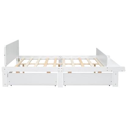 Full Bed with Footboard Bench 2 drawers White - FurniFindUSA