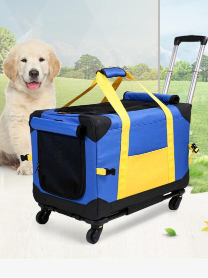 Pet Rolling Carrier with Wheels Pet Travel Carrier Transport Box Dog Strollers for Small Dogs/Cats Up to 28 LBS - FurniFindUSA